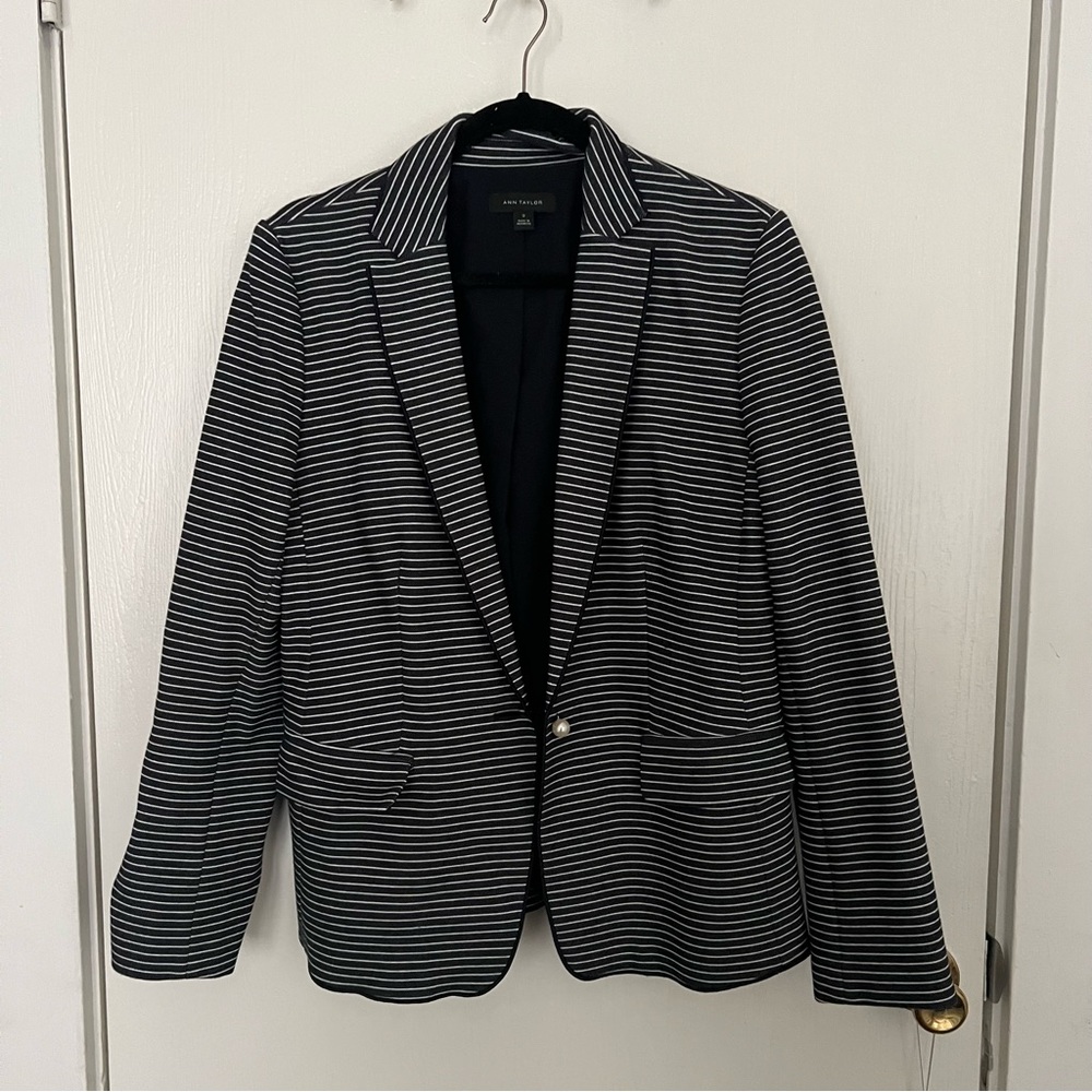 Blazer - Navy Blue & White Stripped (Ann Taylor)